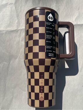 40 oz. HydroJug Brown and Tan Checkerboard Insulated Travel Mug with Handle